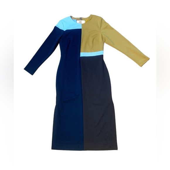 ANTHROPOLOGIE Hutch Color Block Midi Slit Dress Size L - Picture 13 of 15